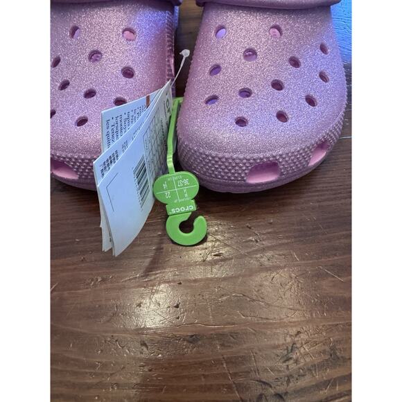 Crocs Classic Glitter Clog Pink- Big Kid Sz 4 NWT - Picture 5 of 7